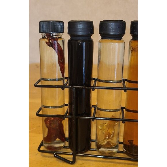 Oil Infused Glass Bottles 6 Unopened Decorative Shonfeld's 6" With metal Holder - Picture 5 of 8